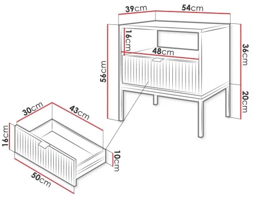 Éjjeliszekrény NOVA 56x54 cm fekete/arany