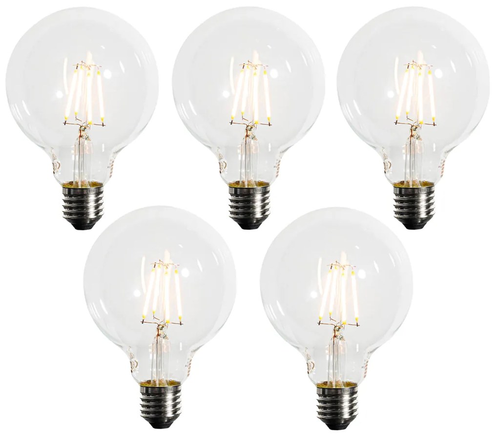 5 darabos E27 szabályozható LED G95 izzó 5W 450LM 2200K