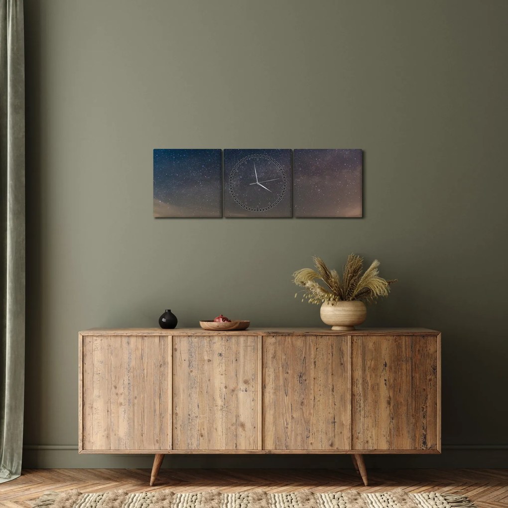 Éjszakai égbolt képe (órával) (90x30 cm)