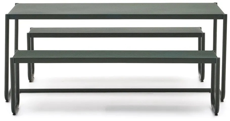 Sötétzöld fém négyszemélyes kerti étkezőgarnitúra Sotil – Kave Home