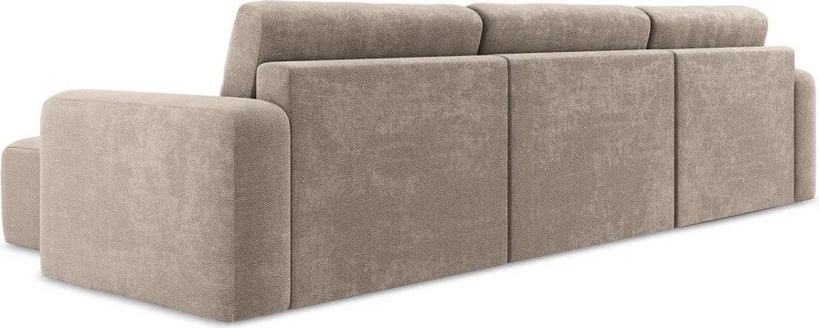 Bézs zsenília kinyitható-tárolóhelyes (U alakú) sarokkanapé Kona – Makamii