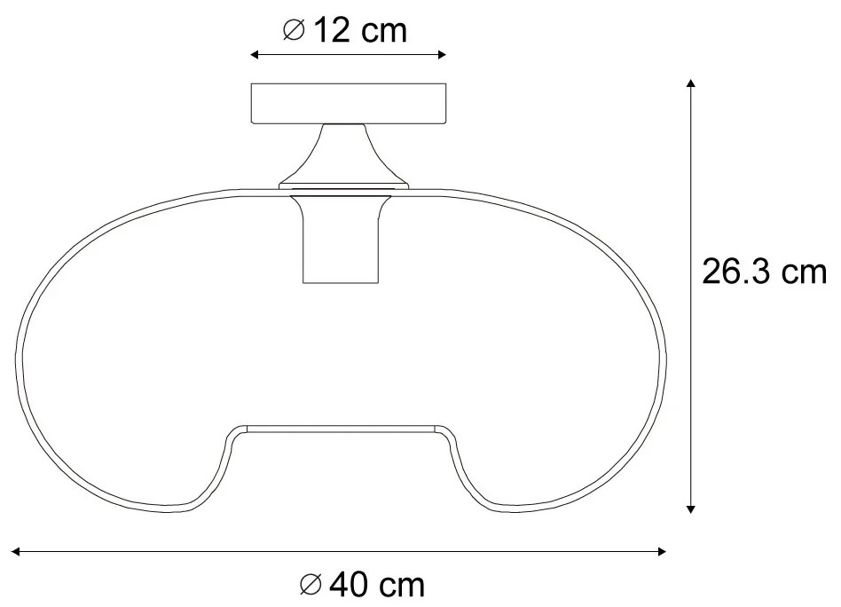 Art Deco mennyezeti lámpa sárga üveggel és rézzel 40 cm - Busa
