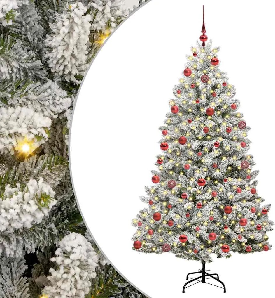 vidaXL Mű karácsonyfa 300 LED-del Zöld és Fehér 180 cm PVC és fém