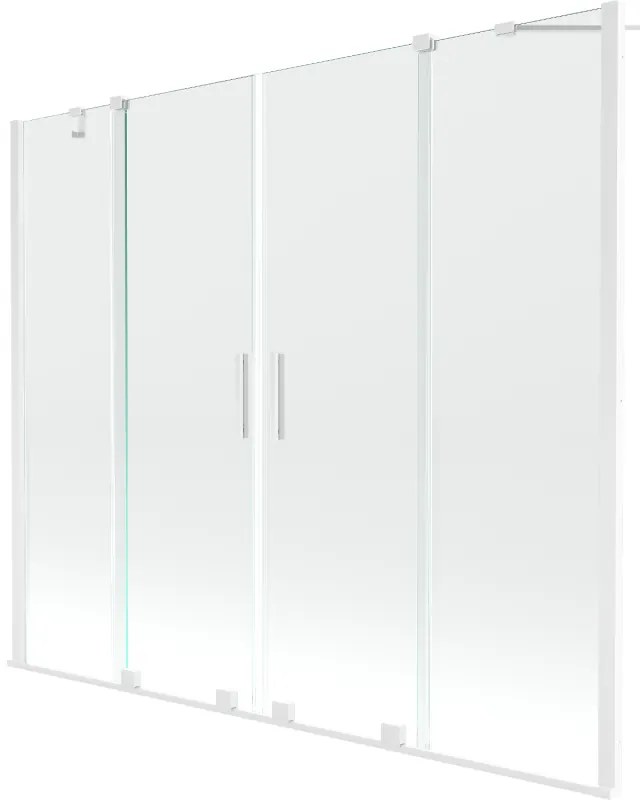 Mexen Velar Duo, 2 szárnyas eltolható kádparaván 180 x 150 cm, 8mm átlátszó üveg, fehér profil, 896-180-000-02-20