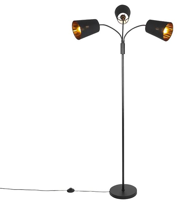 Modern állólámpa fekete 3-lámpa - Carmen