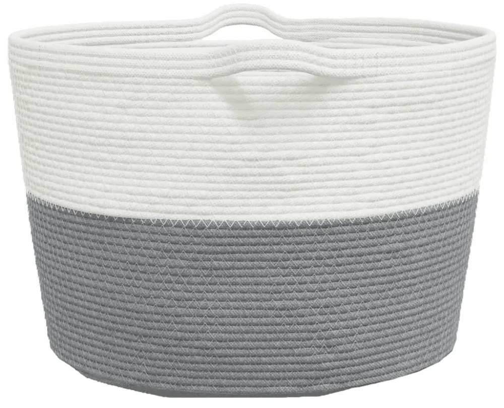 szürke-fehér pamut szennyeskosár Ø60 x 36 cm
