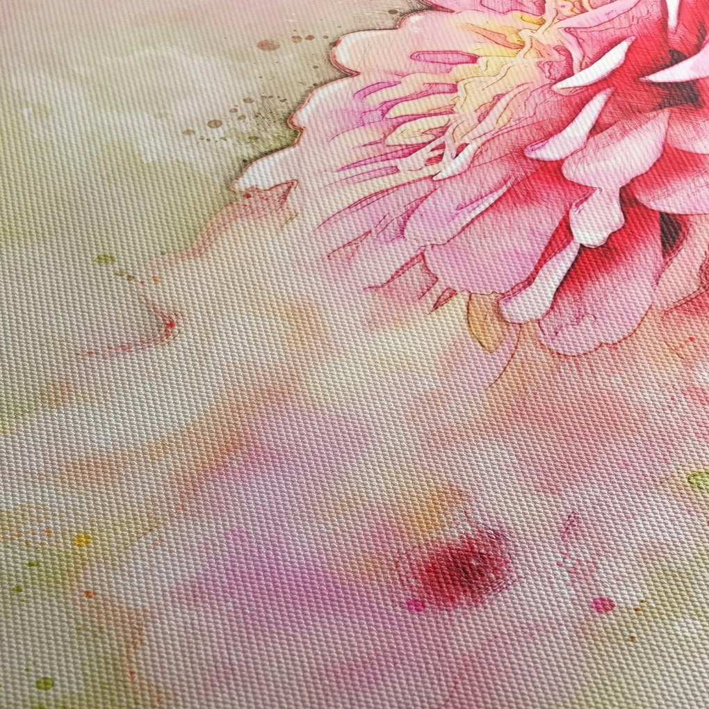 Kép - rózsaszín virág, akvarell (120x50 cm)