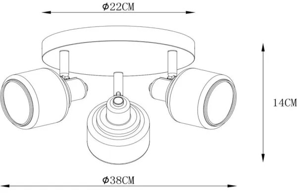 Lucide 77979/13/30 - Spotlámpa BJORN 3xE14/40W/230V fekete
