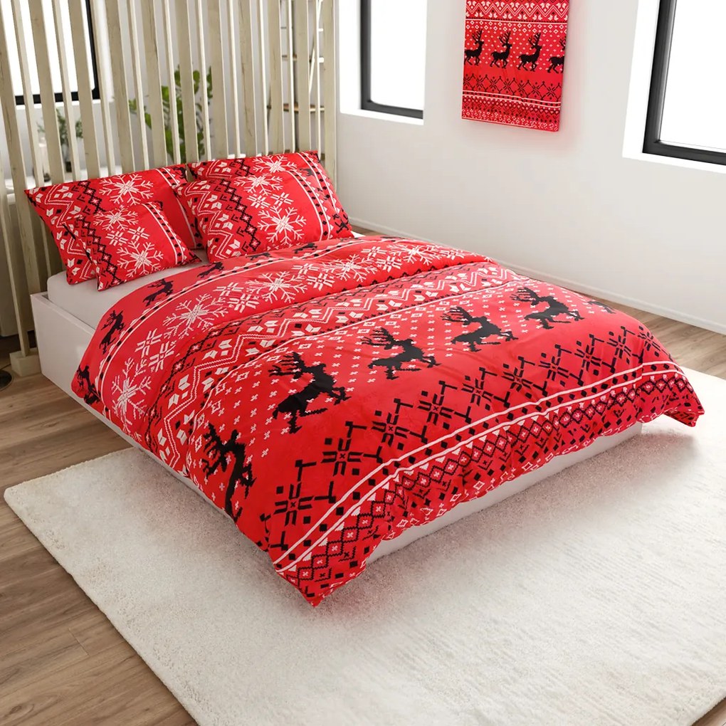 Mikroplüss ágyneműhuzat BLACK DEERS piros Ágyneműhuzat mérete: 70 x 90 cm | 140 x 200 cm