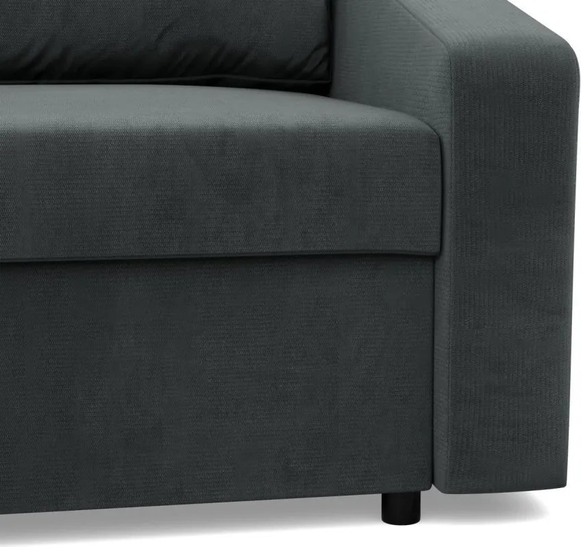 Zeus sarokkanapé, 2 ágyneműtartóval, döntött kartámasz, bársony, univerzális oldal, hab töltet, szürke