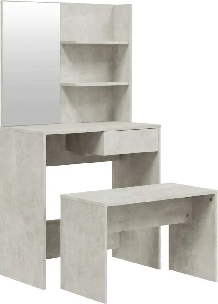 vidaXL betonszürke színű fésülködőasztal-szett 74,5 x 40 x 141 cm
