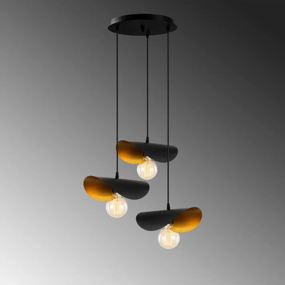 Fekete-aranyszínű függőlámpa fém búrával ø 45 cm Sivani – Opviq lights