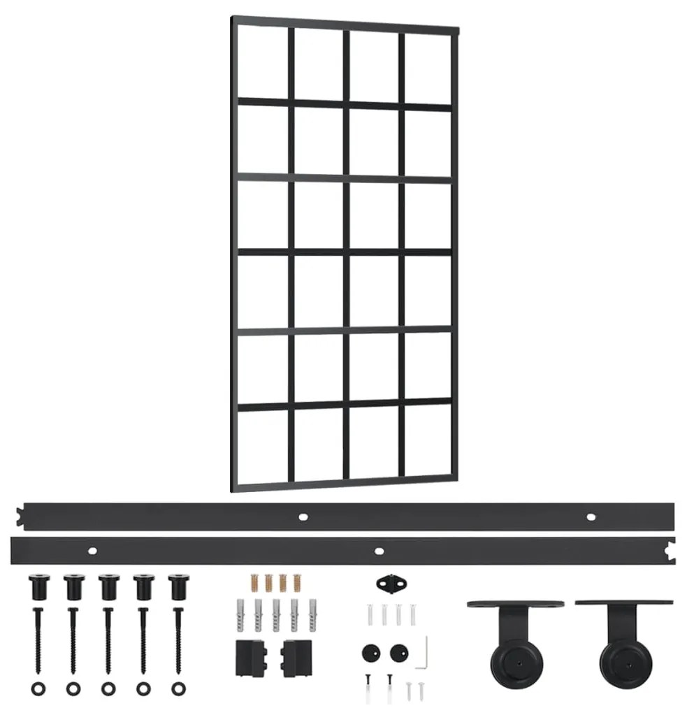 ESG üveg és alumínium tolóajtó fémszerelvény-szettel 102x205 cm