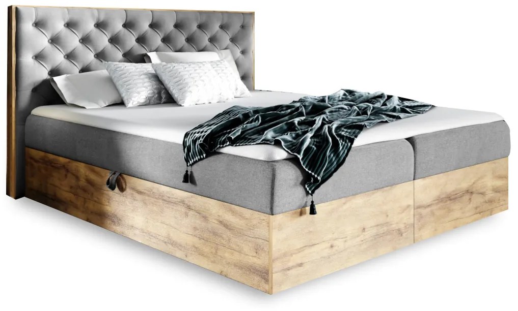 HAZEL franciaágy + fedő, 120x200, tölgy lancelot/faro 4