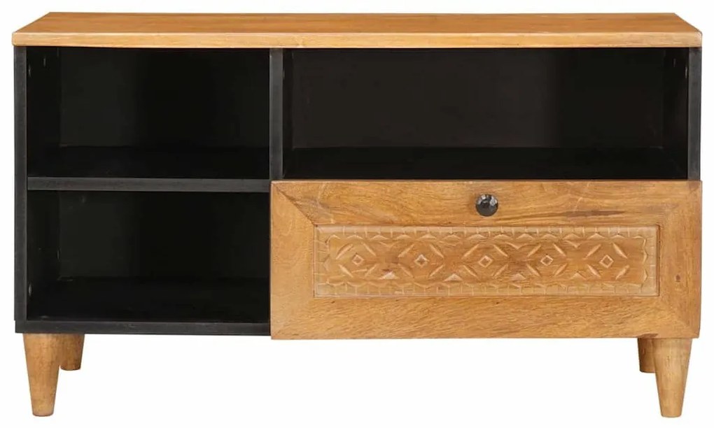 TV szekrény fiókkal Világosbarna 80 x 33 x 46 cm tömör mangófa