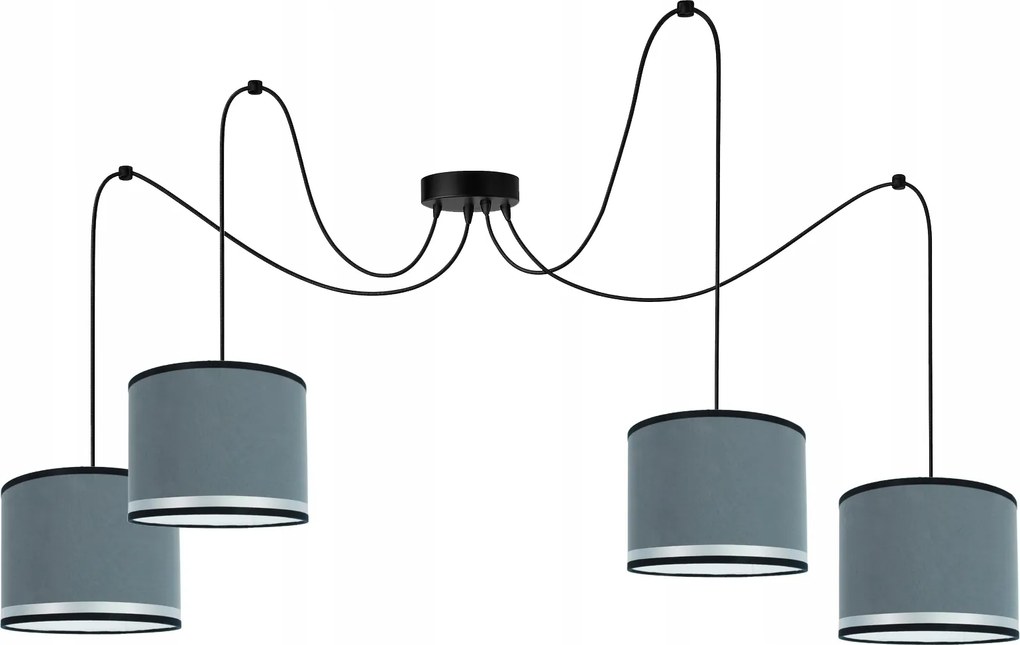 Mennyezeti Lámpa Függő Pók Négyes 200cm Szürke Modern Nappali