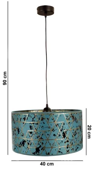 Csillár zsinóron REZO 1xE27/60W/230V türkiz