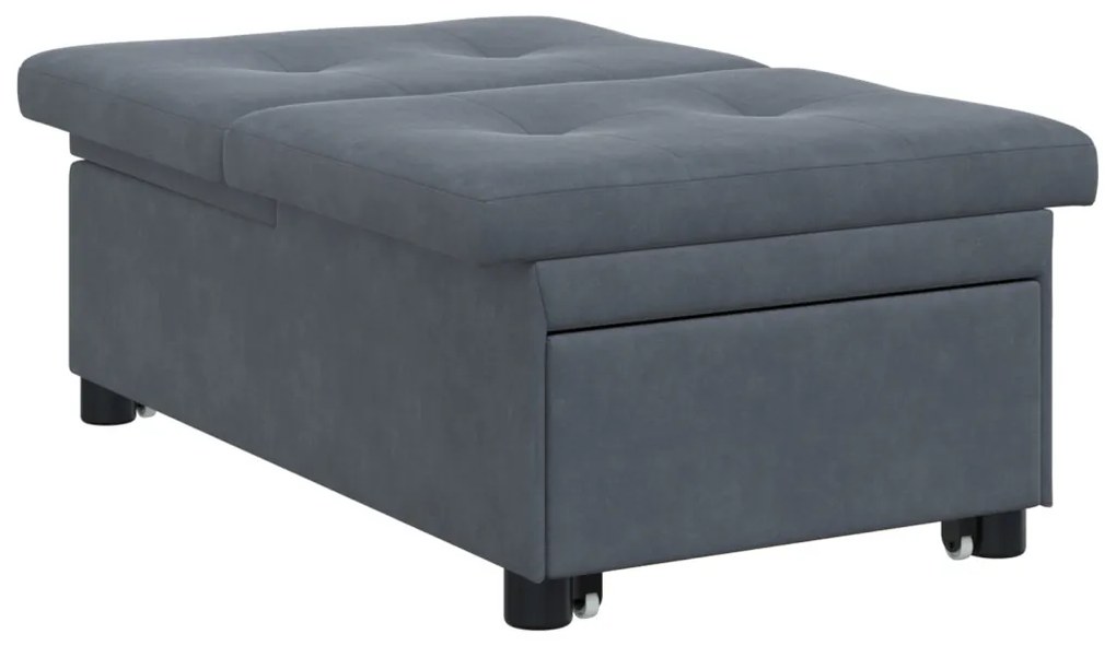 Sofa ágy 3 az 1-ben kihúzható dizájn sötétszürke bársony