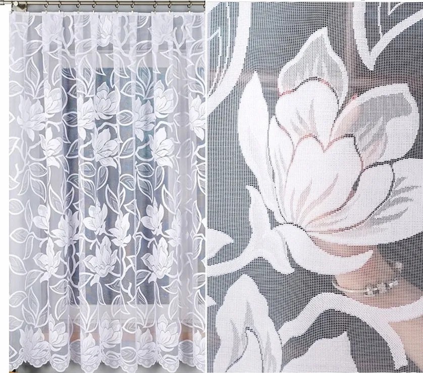 Jacquard mintás függöny 023338 magasság 180cm, fehér színben (méterenként)