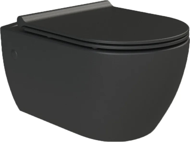 CeraStyle CITY fali WC - MATT FEKETE - rimless - perem nélküli - 53 cm
