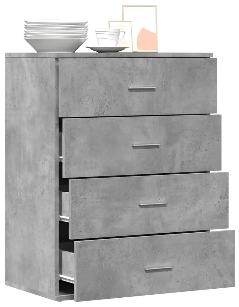 betonszürke szerelt fa tálalószekrény 60 x 39 x 80 cm