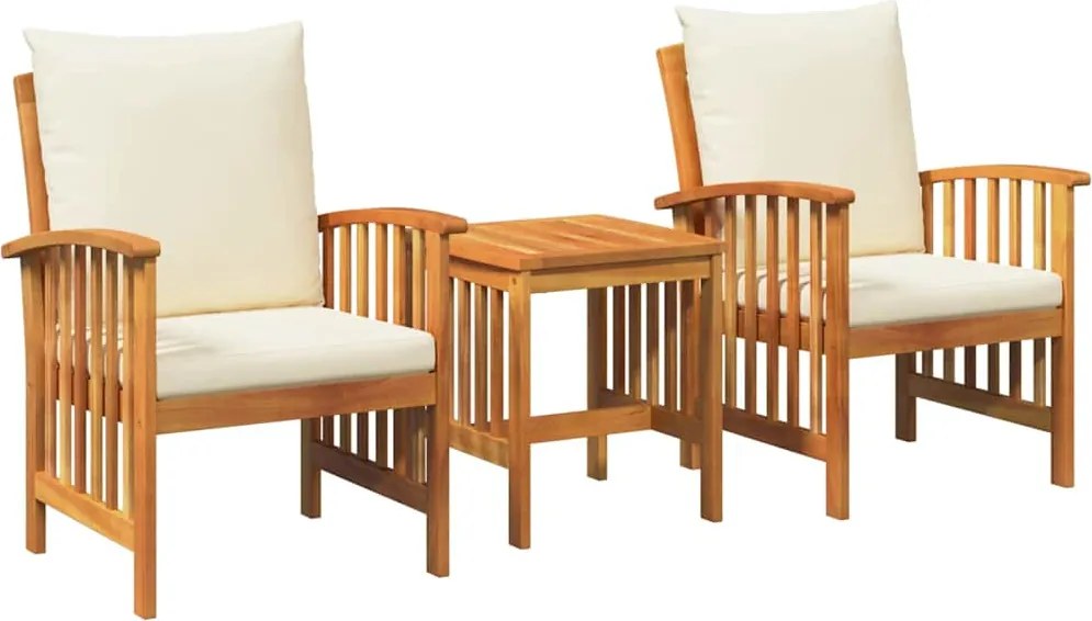 vidaXL Kerti Kanapé Szett párnával 3 pcs Olaj Természetes Tömör Akácfa