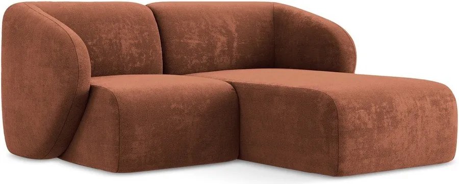 Terrakotta színű zsenília sarokkanapé (jobb oldali-heverő résszel) Lani – Makamii