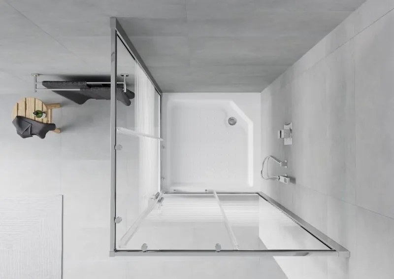 Mexen Rio 90 x 90 cm négyzet alakú zuhanykabin, fehér csíkok, króm + tálca , fehér - 860-090-090-01-20-4510
