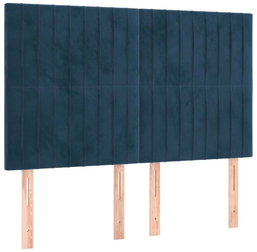 4 db sötétkék bársony fejtámla 72 x 5 x 78/88 cm