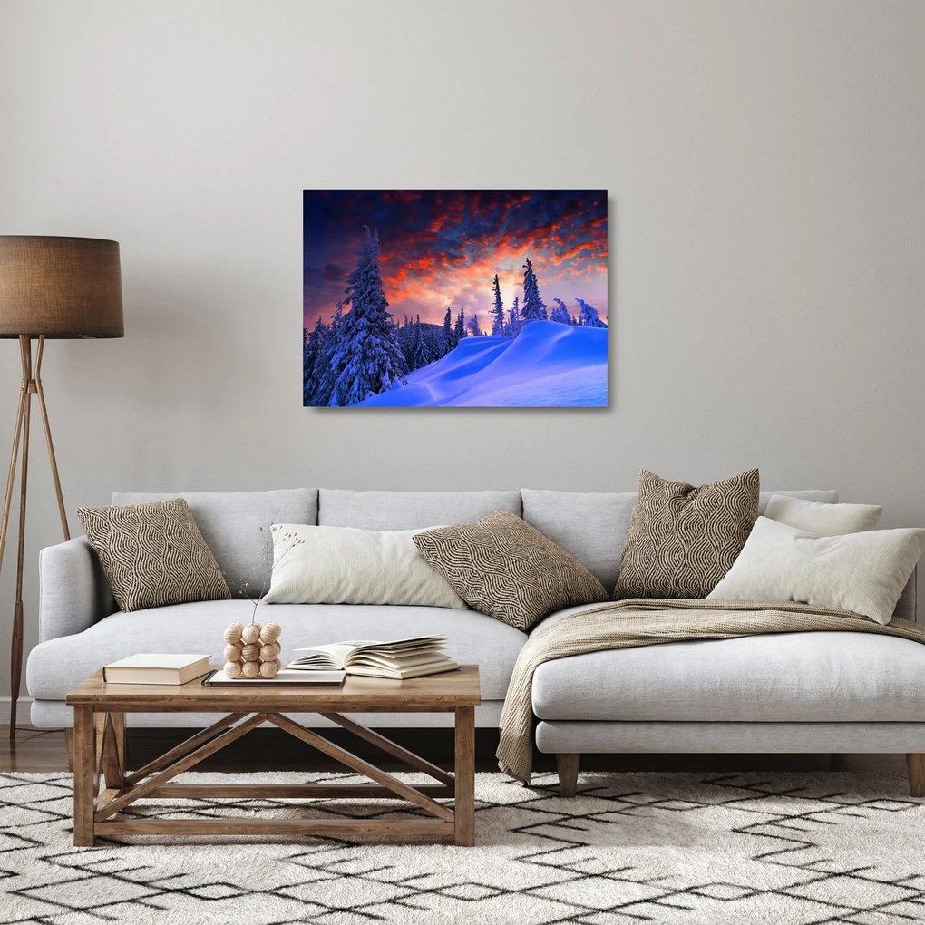 Kép - Téli szürkület (üvegen) (70x50 cm)