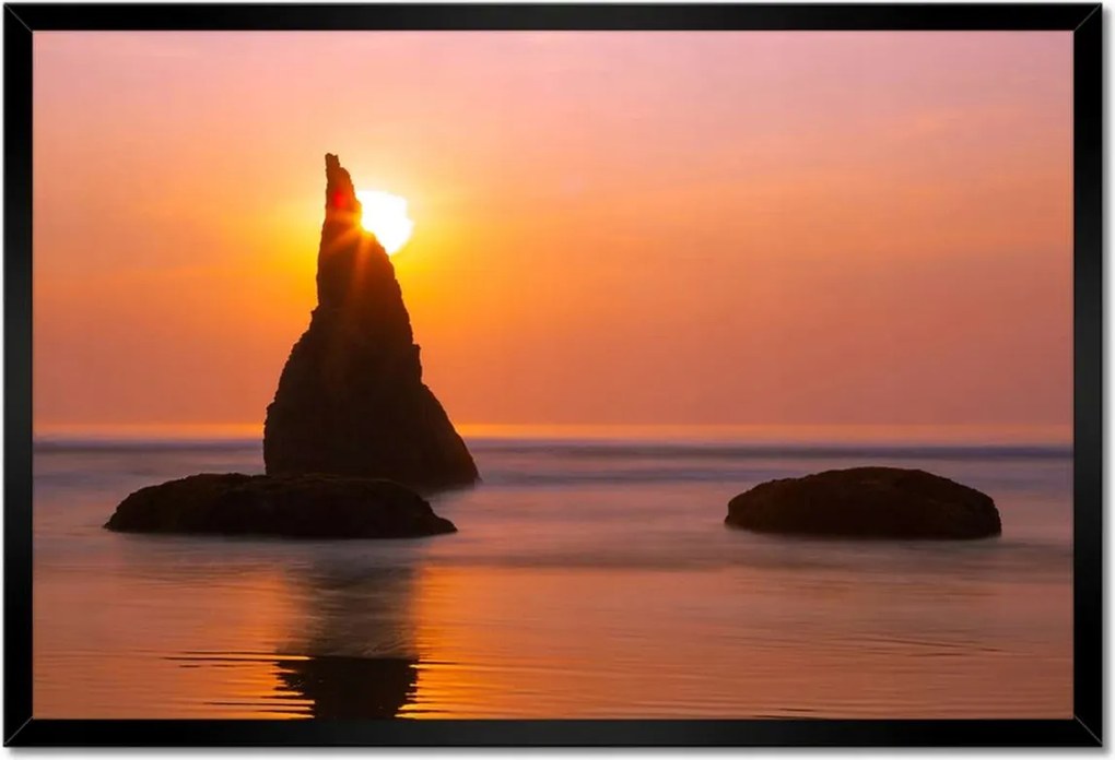 Poszterek keretben 60x40 Sziklák Naplemente Tenger