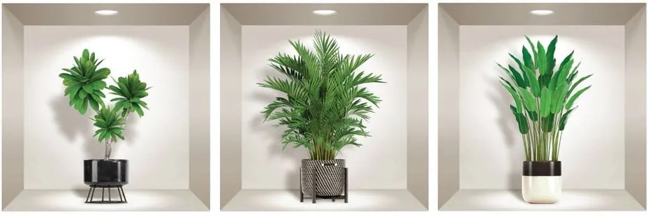 Indoor Plants 3 db-os 3D falmatrica szett - Ambiance