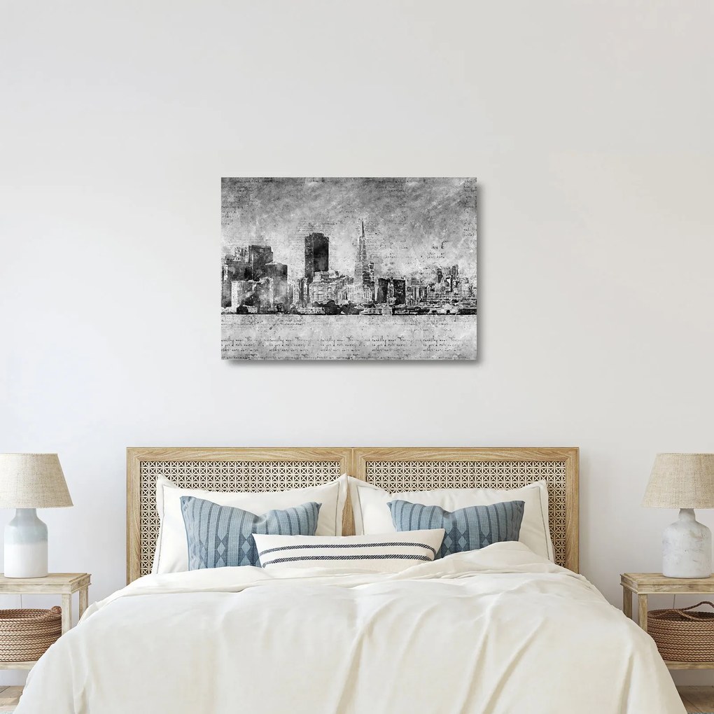 Üveg kép - Kávé művészeti város (70x50 cm)