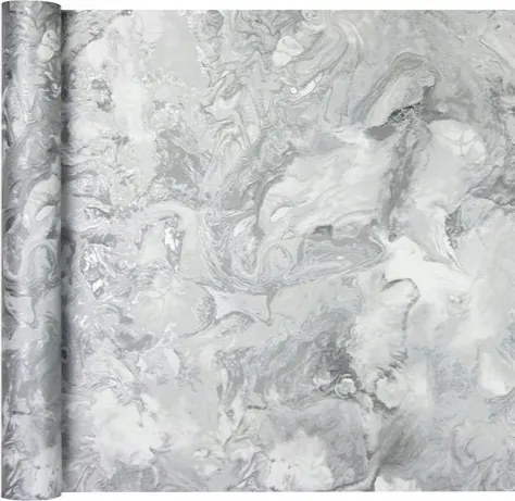 Márvány hatású tapéta szürke-fehér színben, csillámokkal