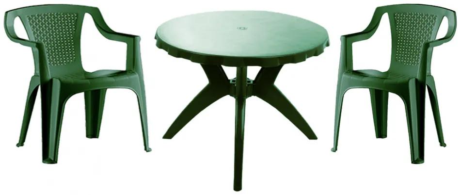Genova II NEW 2 személyes kerti bútor szett, zöld asztallal, 2 db Palermo zöld székkel
