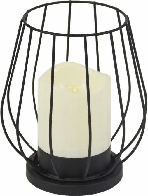 Fém gyertyatartó LED gyertya meleg fehér fekete/fehér