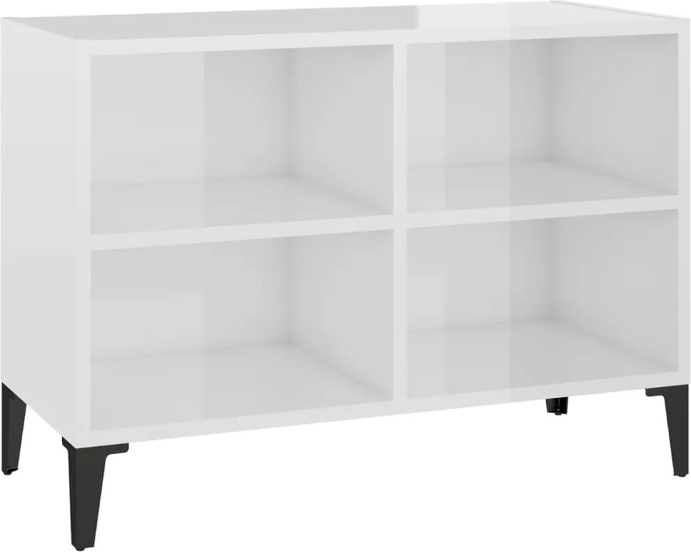 vidaXL magasfényű fehér TV-szekrény fémlábakkal 69,5 x 30 x 50 cm