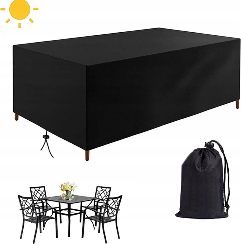 Kerti bútor huzat 213×132×74cm vízálló fekete 210D