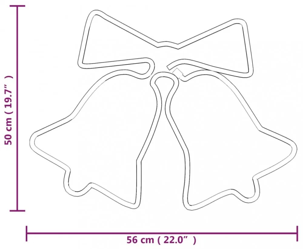 karácsonyi harangok 72 LED-del 50 x 56 cm
