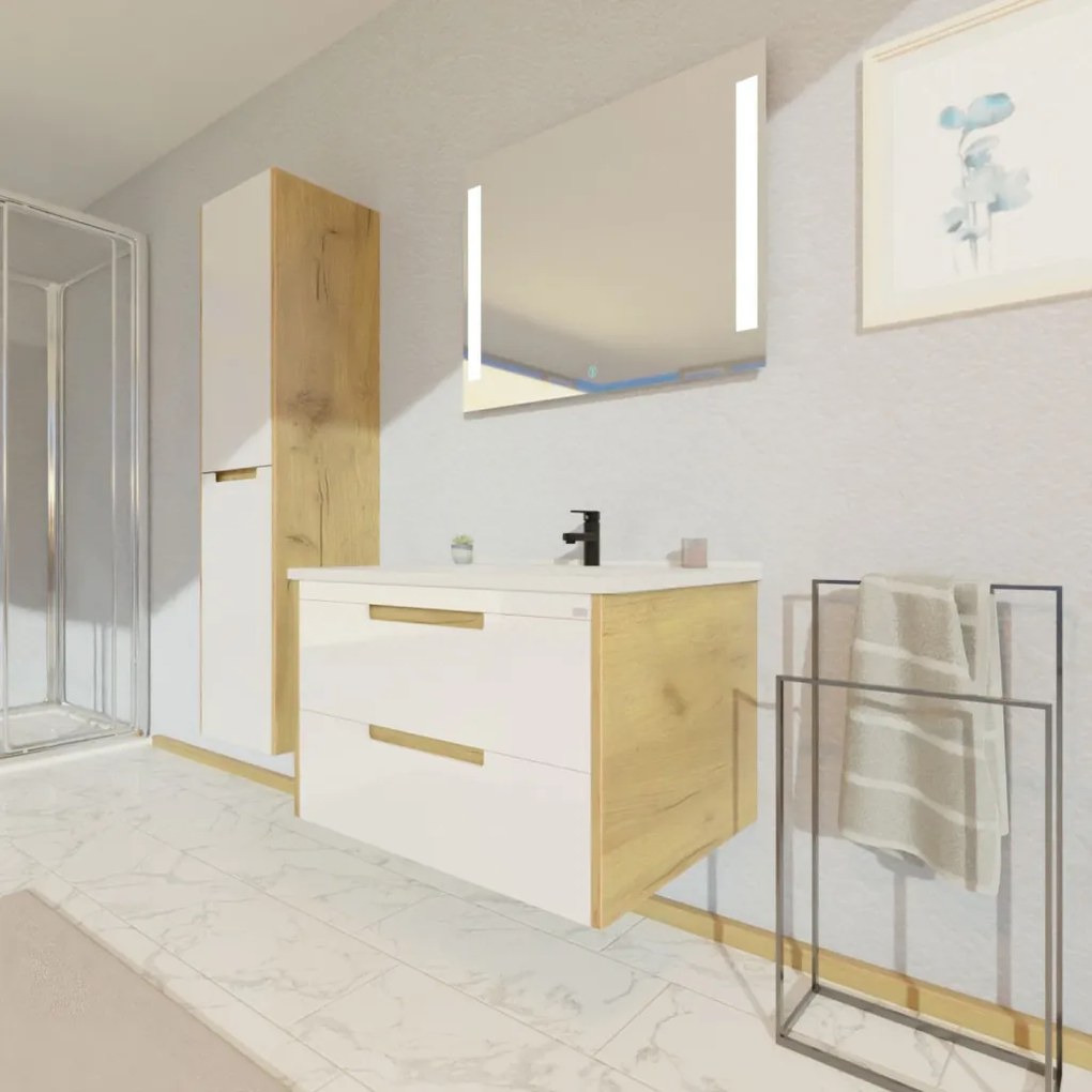 TMP GOLDY 75 fali fürdőszobabútor - öntött műmárvány mosdóval - 75 x 50 x 51 cm