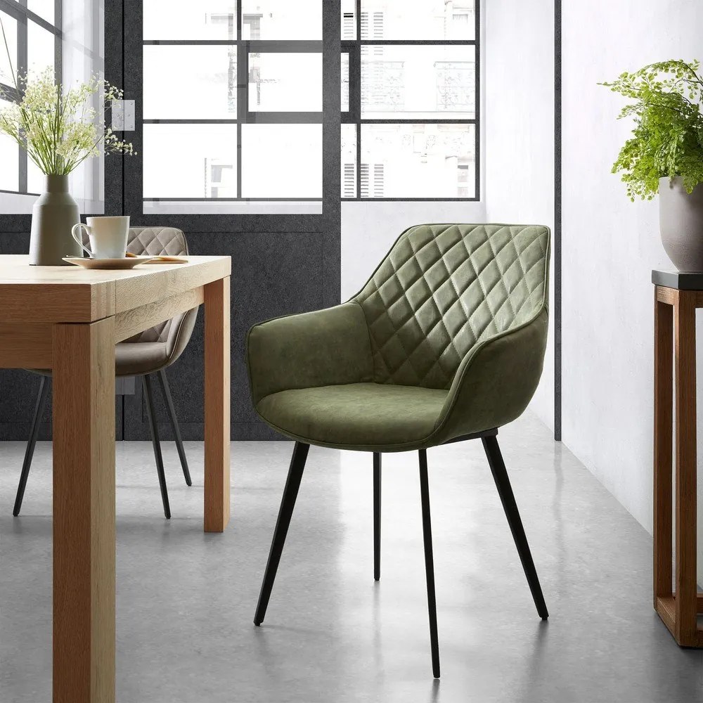 Khaki bőr utánzat étkezőszék szett 2 db-os Amira – Kave Home