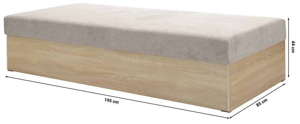 Egyszemélyes ágy (heverő) 85 cm Idona (barnásszürke) (ágyráccsal és matraccal) (tárolóhellyel). 1098586