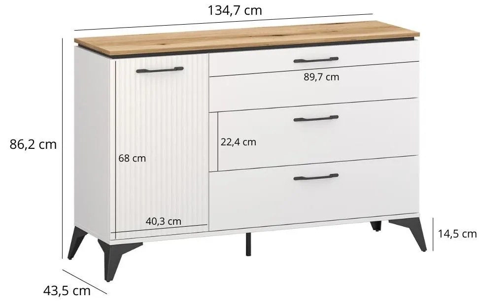 Komód Vejares 1 (fehér + evoke tölgy) . 1116990