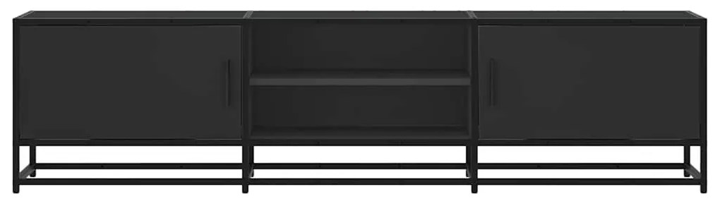 fekete szerelt fa és fém TV-szekrény 160x35x41 cm