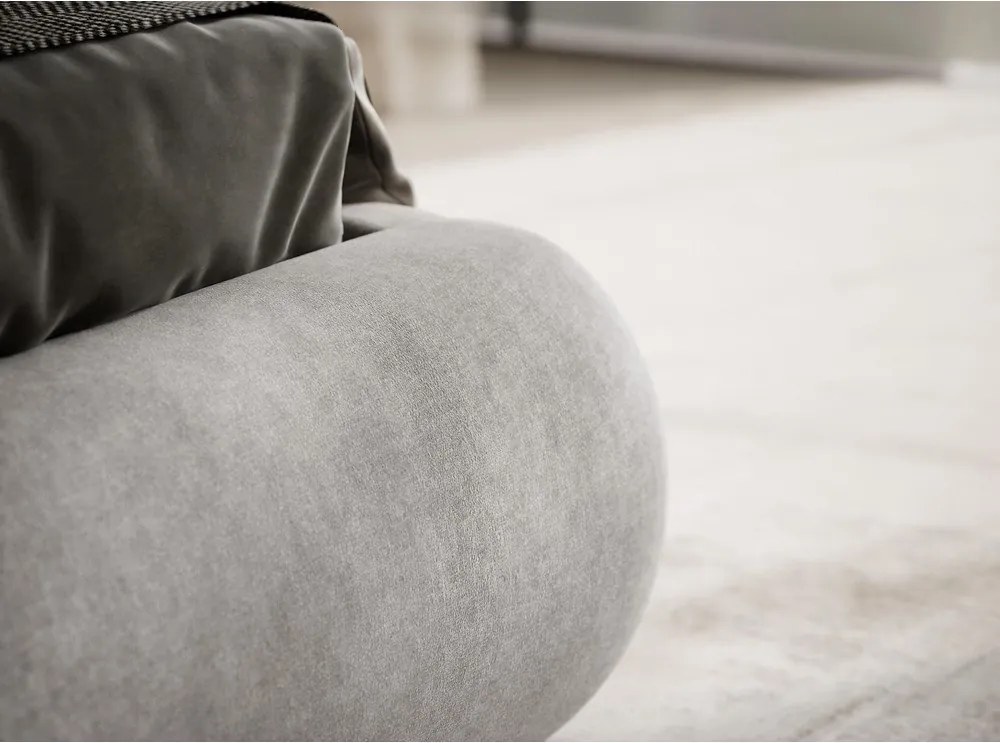 Szürkésbézs kárpitozott ágyneműtartós franciaágy ágyráccsal 180x200 cm Maumere – Maison de Rêve