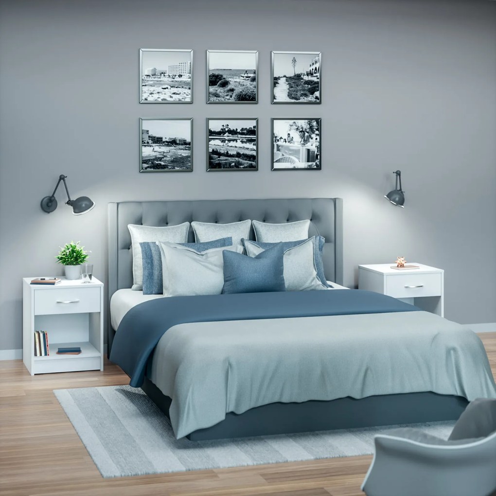 Casaria® Hamburg éjjeliszekrény - fehér