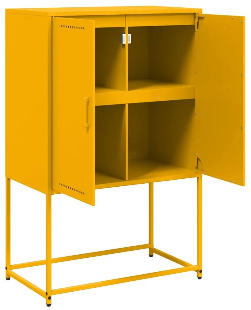 mustársárga acél magasszekrény 68,5 x 38,5 x 107 cm