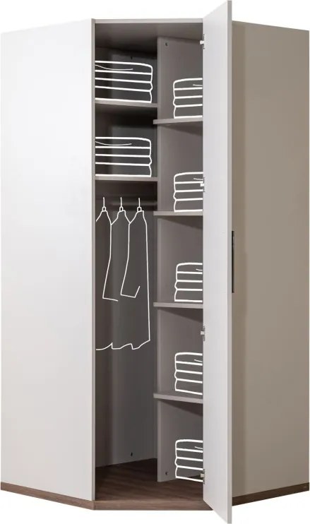 Milano gardróbszekrény, fehér-barna, 95 cm