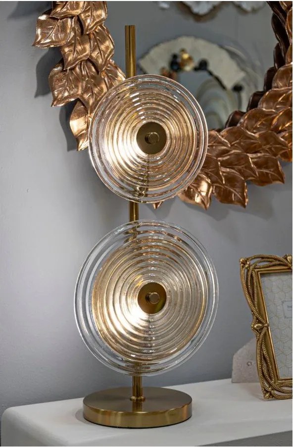 Aranyszínű asztali lámpa üveg búrával (magasság 63 cm) Venice – Mauro Ferretti