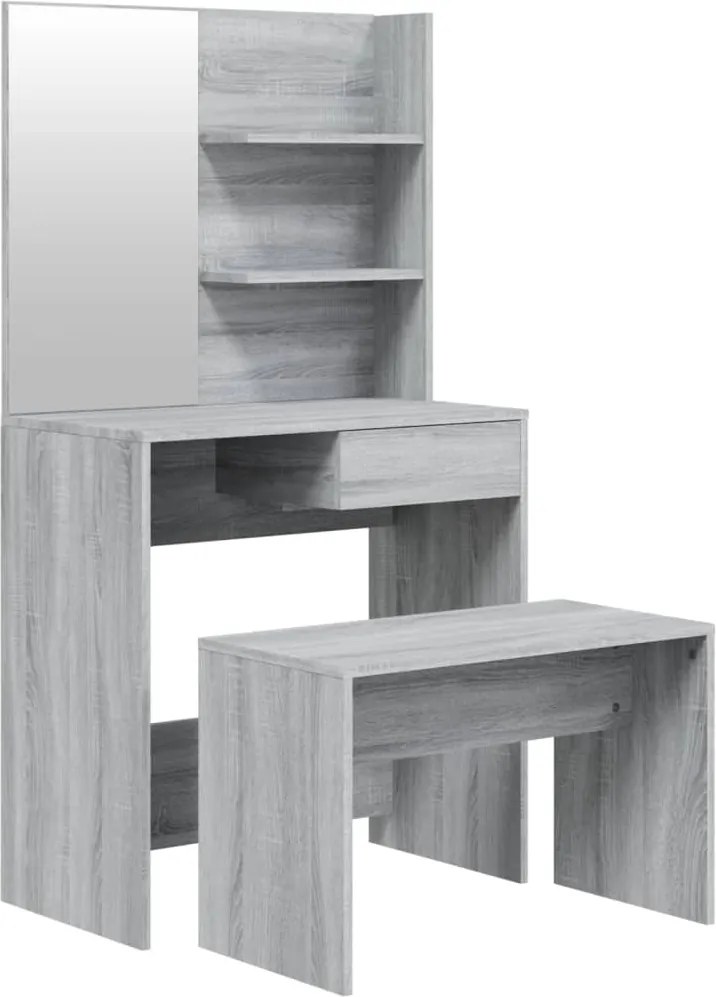vidaXL szürke sonoma színű fésülködőasztal-szett 74,5 x 40 x 141 cm